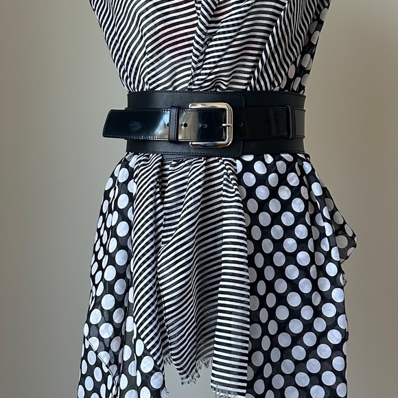 Club Monaco Accessories - Club Monaco Black Leather Corset Cinch Belt Black Italy Extra Wide